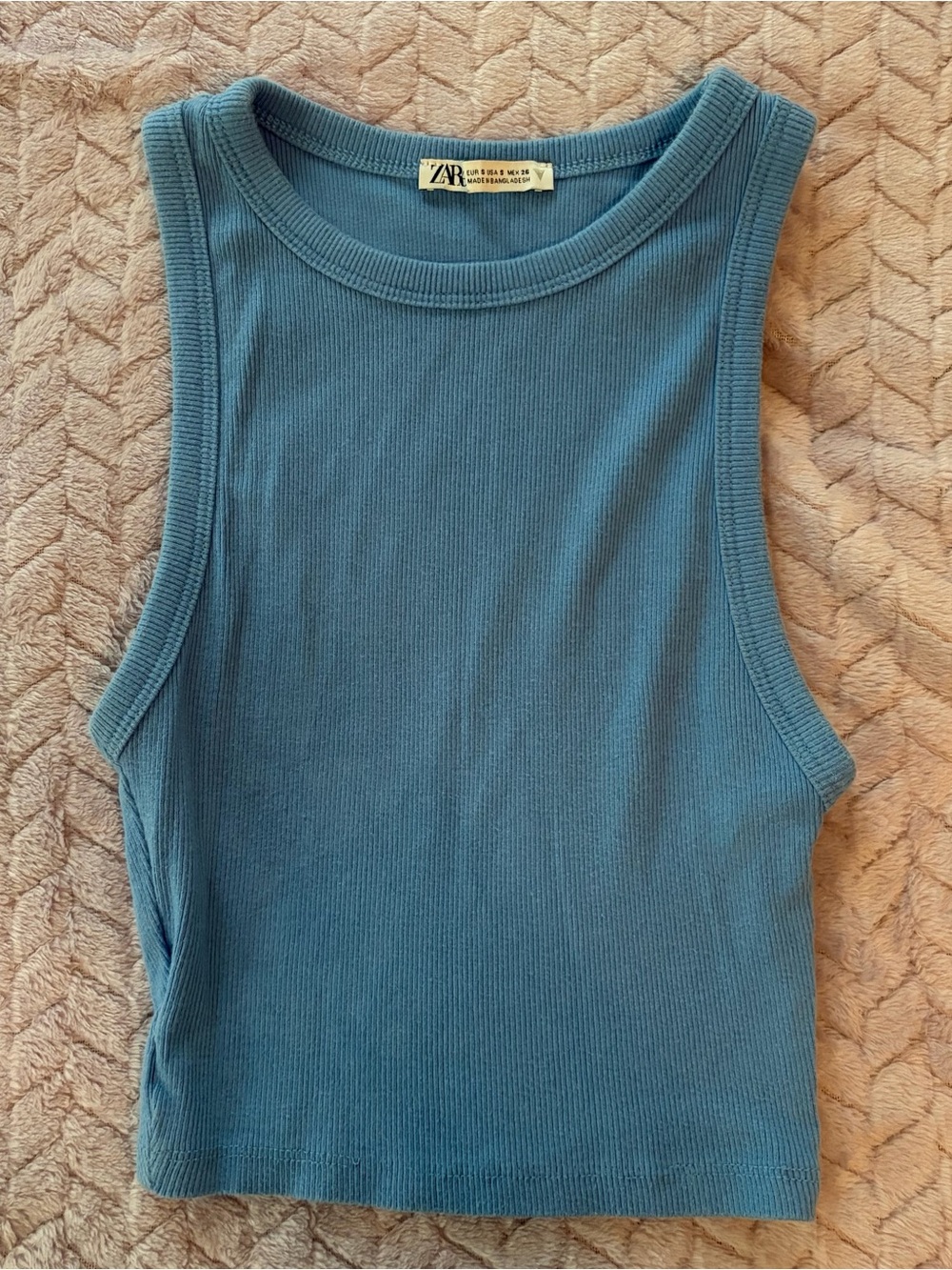 ZARA Teal Ribbed Tank Top